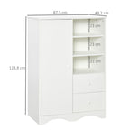 Armoire avec Porte et 5 étagères, 3 niches, 2 tiroirs, meuble de rangement blanc pour chambre, salon, bureau-2