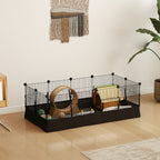 Enclos pour petits animaux, cage à lapin modulable 12 panneaux avec tapis étanche, en acier, 120 x 60 x 40 cm, noir-1