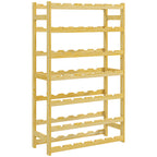 Casier à bouteilles, porte-bouteille en bois à 7 niveaux pour 42 bouteilles, 63 x 25 x 102cm, naturel-0