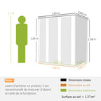Abri de Jardin en Métal 1,37m², Toit Incliné, 2 Portes Verrouillables, Gants, Anti-UV, 163x89x163cm, Gris Foncé-2