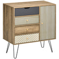 Meuble de rangement commode buffet 4 tiroirs 1 placard - pieds épingles à cheveux style bohème 79 x 39 x 86 cm marron-0