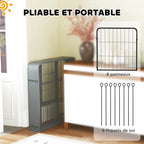 Parc pour chien enclos chien 8 panneaux modulable et pliable acier avec porte pour chiot intérieur extérieur 60 cm noir-5