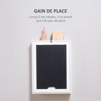 Bureau Mural Pliable Table Murale Rabattable Suspendue sur Pied étagère + Tableau à Craie intégré MDF Blanc-5