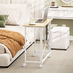 Bureau pliant table d'ordinateur 80 x 40 cm sur roulettes pour bureau à domicile, chambre, petits espaces, chêne-6