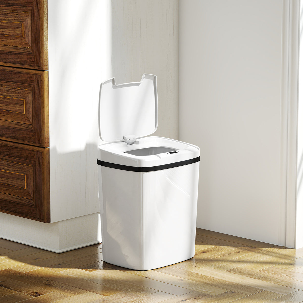Poubelle de cuisine automatique 15L, poubelle à capteur de mouvement sans contact, 27,6 x 21,4 x 33,5 cm, blanc-9
