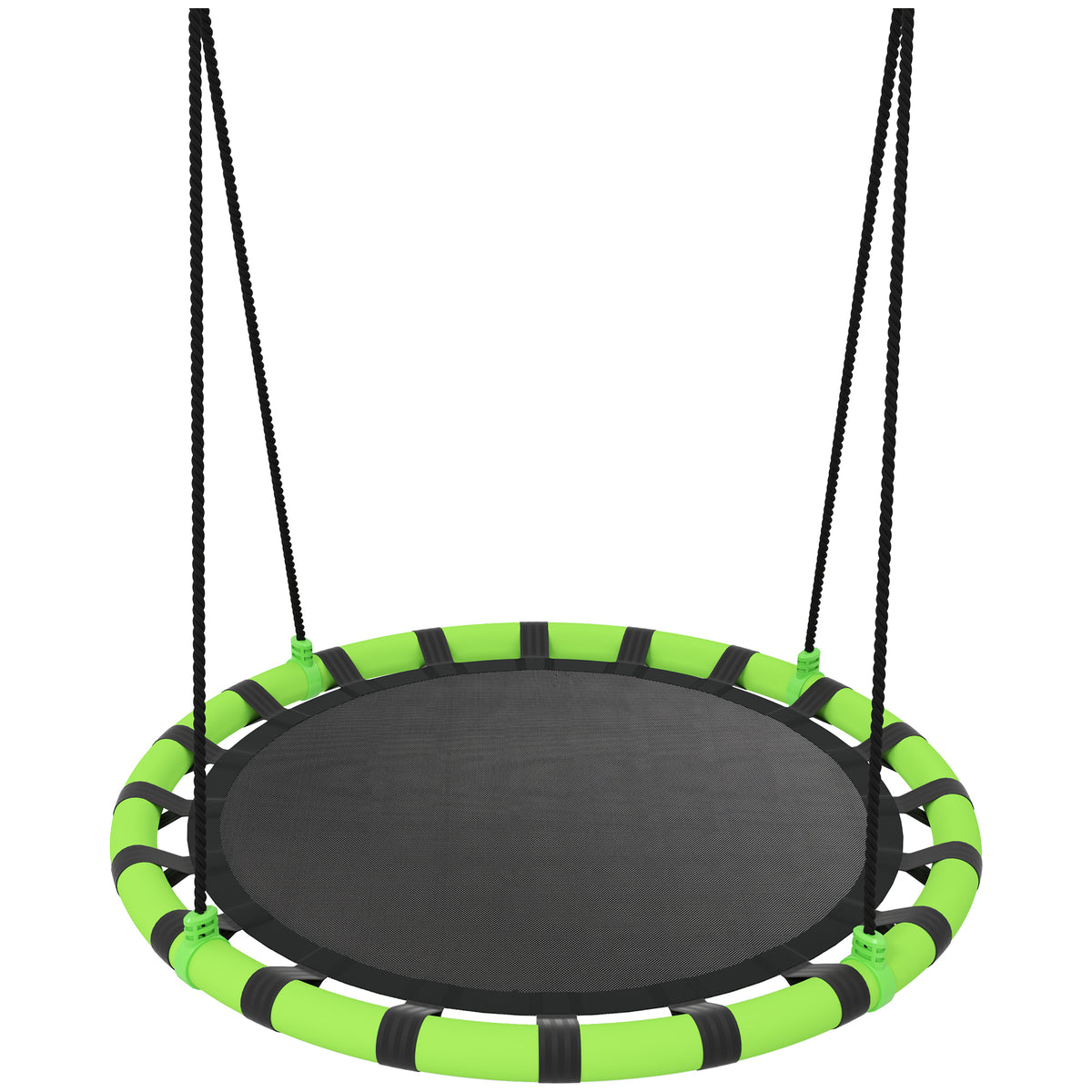 Balançoire nid d'oiseau, balançoire suspendue avec cordes réglables en hauteur, siège rond Ø 100 cm, noir-0