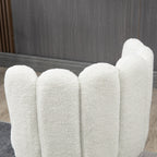 Lot de 2 chaises hautes tabourets de bar avec repose-pieds acier tissu effet laine bouclée hauteur 65 cm crème noir-7