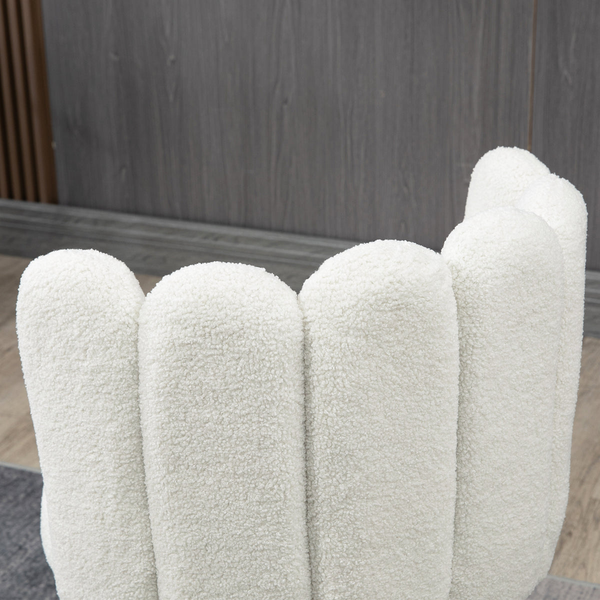 Lot de 2 chaises hautes tabourets de bar avec repose-pieds acier tissu effet laine bouclée hauteur 65 cm crème noir-7