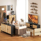 Buffet salon meuble de rangement avec 3 tiroirs et étagère réglable, pieds en acier, poignées en alliage d'aluminium-7