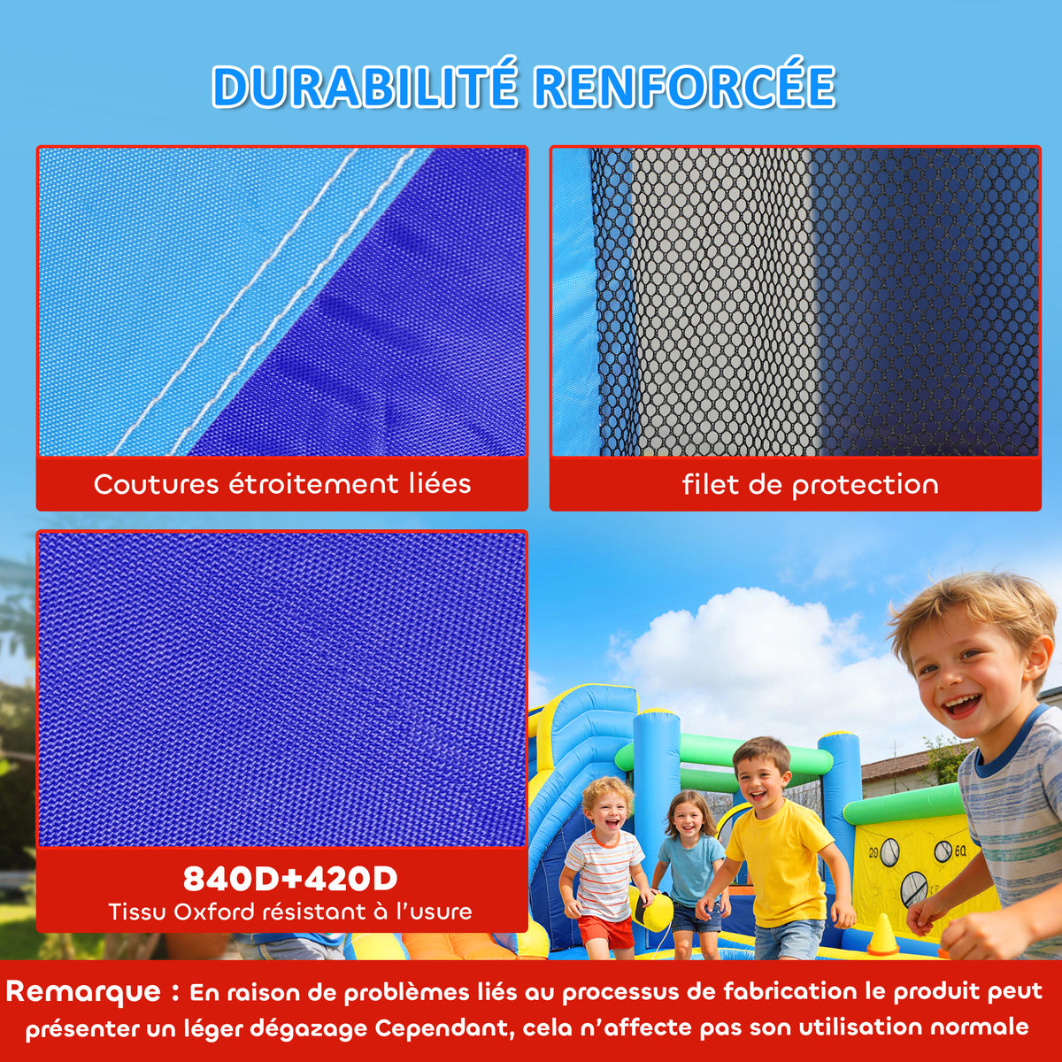 Château gonflable avec souffleur 8 en 1, parc aquatique, toboggan, trampoline, piscine à balles, oxford, multicolore-4