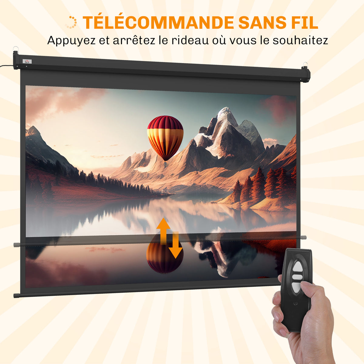 Écran vidéoprojecteur motorisé et électrique 84 Pouces, 4:3 4K HD, panneau de commande et télécommande-7