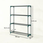 Lot de 2 Étagères à Plantes 4 Niveaux Intérieur Extérieur, Supports pour Plantes en Métal, 90 x 28 x 104 cm, Vert-2