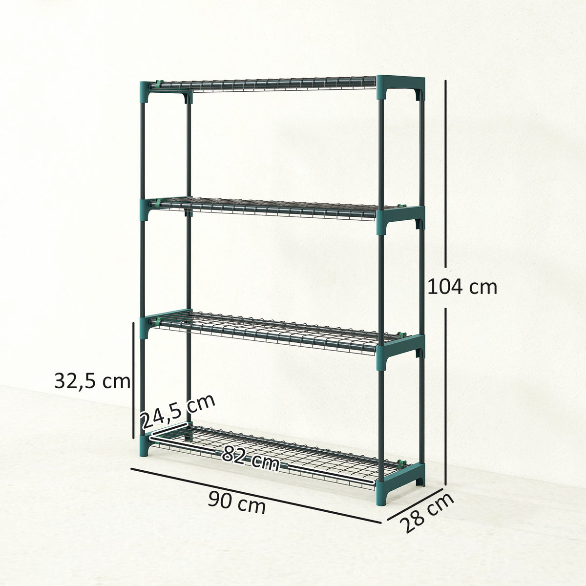 Lot de 2 Étagères à Plantes 4 Niveaux Intérieur Extérieur, Supports pour Plantes en Métal, 90 x 28 x 104 cm, Vert-2