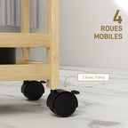 Étagère de rangement de salle de bain en bambou à 3 niveaux avec roulettes pour cuisine, salle de bain, salon - naturel-4