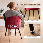 Lot de 2 Chaises de Salle à Manger, Chaises de Cuisine Rembourrées sans Accoudoirs, Pieds en Acier, 52x55x79cm, Bordeaux-6