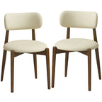 Lot de 2 Chaises Salle à Manger, Chaises de Cuisine en Chenille avec Dossier Incurvé, Assise Rembourrée, Beige-0