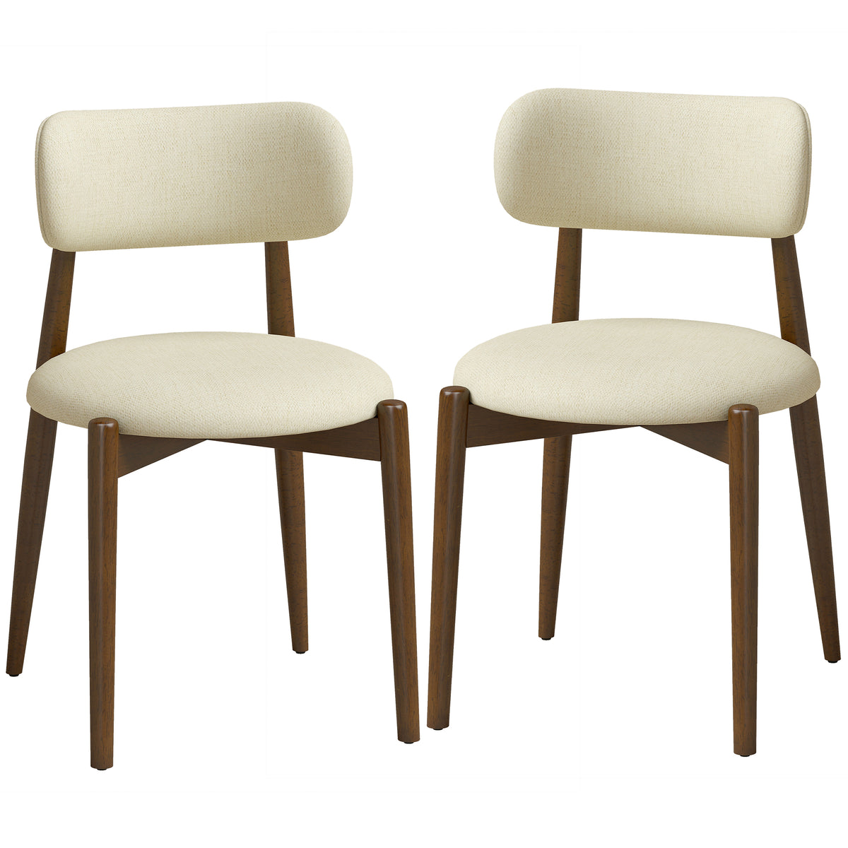 Lot de 2 Chaises Salle à Manger, Chaises de Cuisine en Chenille avec Dossier Incurvé, Assise Rembourrée, Beige-0