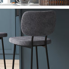 Lot de 2 tabourets de bar chaises hautes chaises de cuisine avec repose-pieds et dossier en tissu de lin et acier-6