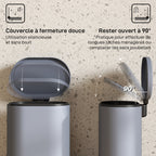 Poubelle cuisine 6L, poubelle à pédale en métal avec seau intérieur, couvercle à fermeture douce, 24,5x21,5x29,5cm, gris-6