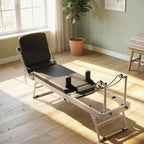 Machine Reformer Pilates Pliable Système Hybride 4 Ressorts & 5 Cordes Silencieux Acier 195 x 56 x 88 cm Blanc-1