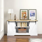 Buffet meuble de rangement avec 2 portes coulissantes étagères réglables 150l x 40P x 72H cm en bois blanc chêne-8