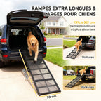 Rampe pour Chien Pliable en Acier, Escalier pour Chien avec Surface Antidérapante, Charge 180 kg, 191 x 50 x 4 cm, Noir-3