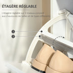 Armoire à Chaussures Meuble à Chaussures dim. 60L x 24l x 80H cm 2 Portes abattantes Blanc-4