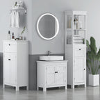Meuble de salle de bain avec tiroir et étagères réglables, armoire de rangement sur pied, hauteur 102,5 cm, blanc-3