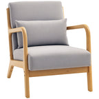 Fauteuil lounge - 3 coussins inclus - assise profonde - accoudoirs - structure bois hévéa - velours givré gris-0