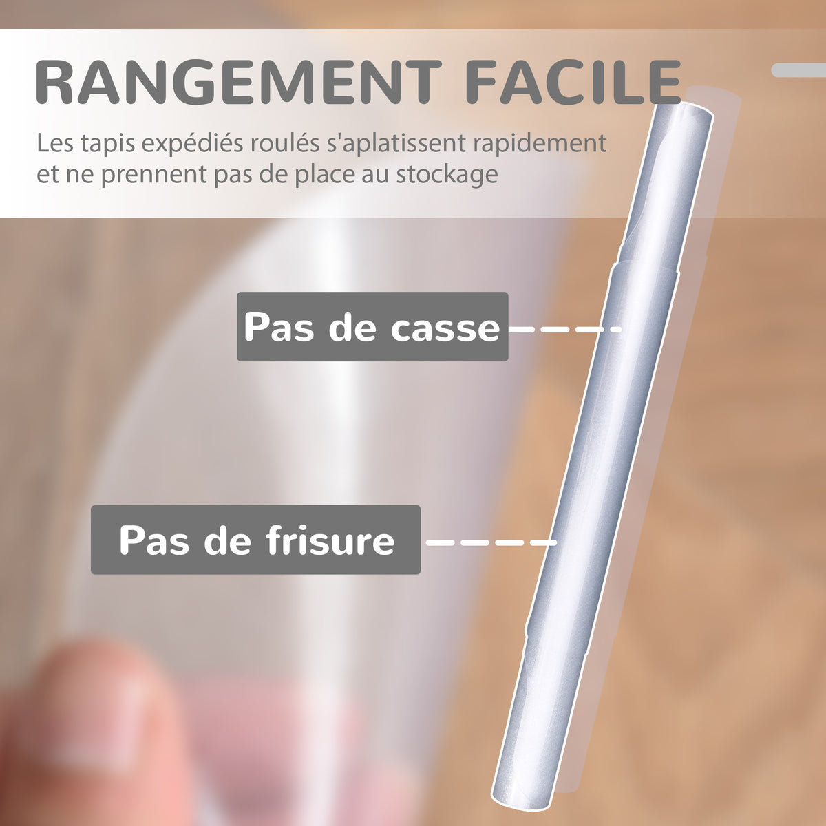 Tapis chaise de bureau 90 x 120 cm antidérapant, tapis de sol bureau résistant aux rayures, transparent-3