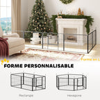 Parc pour chien, enclos chien 6 panneaux modulable et pliable, portable en acier avec porte 80 x 60 gris-3