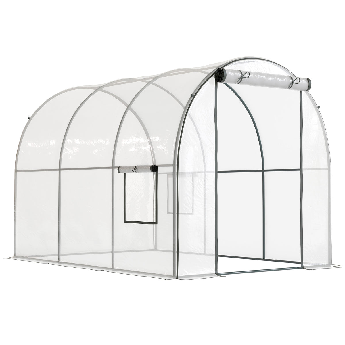 Serre de Jardin Tunnel 6 m² 3L x 2l x 2H m châssis Tubulaire renforcé Porte zippée 2 fenêtres enroulables - transparent-0