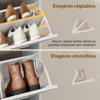 Meuble à Chaussures 16 Paires, Armoire à Chaussures Étroite, 4 Tiroirs, Étagères Réglables et Plateau Supérieur, Blanc-5