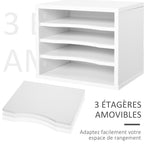 Lot de 2 organiseurs bureau bois blanc avec couches fournitures support d'imprimante dim. 35,5L x 25l x 28,6H cm-3