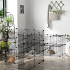 Cage parc clôture pour animaux domestiques enclos pour petits animaux modulable 2 niveaux 72 panneaux bords arrondis-1