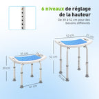 Siège de Douche réglable en Hauteur Tabouret de Douche Ergonomique Pieds antidérapants Charge Max. 135 Kg alu HDPE Blanc Bleu-2