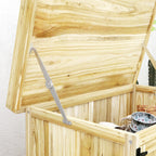 Armoire de jardin en bois abri de jardin avec 2 portes, toit à charnières et étagère, 74 x 43 x 88 cm, bois naturel-8