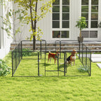 Parc enclos modulable acier époxy porte verrouillable pour chiens petits animaux intérieur et extérieur 80 x 80 cm gris-7