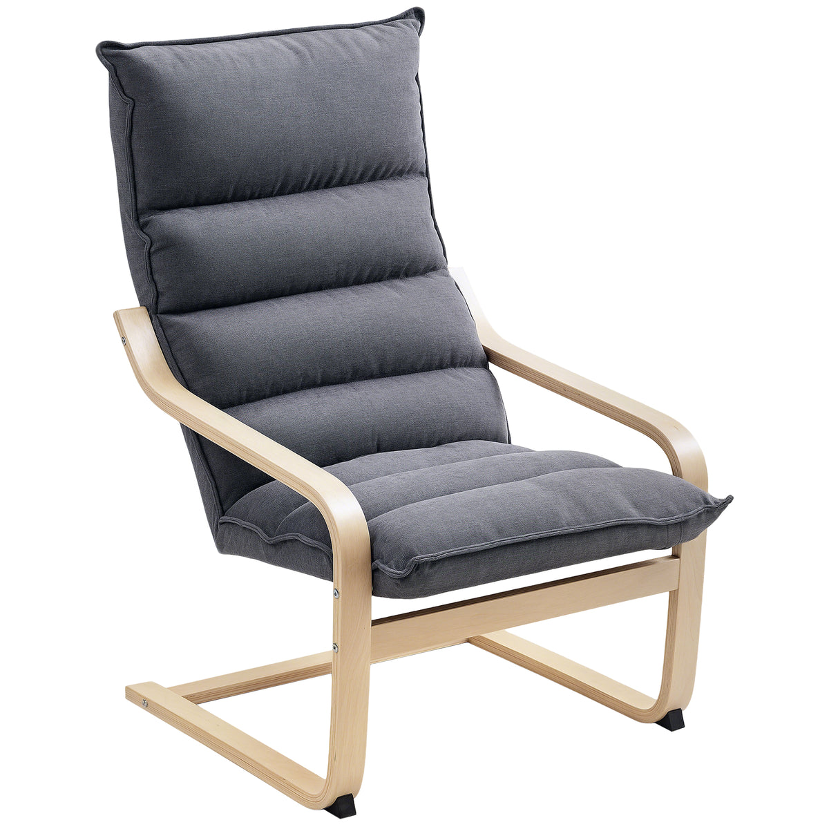Fauteuil salon fauteuil de loisirs moderne fauteuil chambre avec accoudoirs incurvés, coussins, 67 x 83 x 105 cm, gris-0