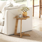 Table d'Appoint en Forme C, Plateau Rond Ø 36 cm, Table Basse Moderne, Compact, Montage par Clipsage, Effet Bois Naturel-9