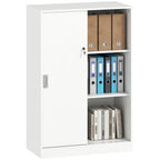 Armoire de Bureau 2 Portes coulissantes verrouillables dim. 80L x 40l x 120H cm 2 étagères en Bois Blanc-9