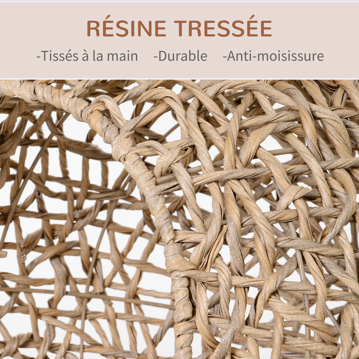 Panier chat lit surélevé chat cosy niche grotte grand confort dim. Ø 52 x 58H cm coussin moelleux inclus résine tressée imitation rotin beige-3