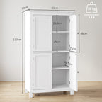 Meuble de salle de bain, meuble de rangement étroit avec 4 portes et étagères réglables, style moderne, blanc-2