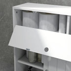 Meuble de rangement toilette salle de bain avec rangement papier toilette sur roulettes - 52 x 17 x 67 cm blanc-8