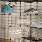 Clôture pour animaux domestiques lapin enclos intérieur 4 niveaux modulable panneaux grillagés 105 x 105 x 140 cm noir-6