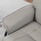 Fauteuil de relaxation inclinable avec repose-pied, pivotant, cadre en bois , revêtement synthétique gris-8