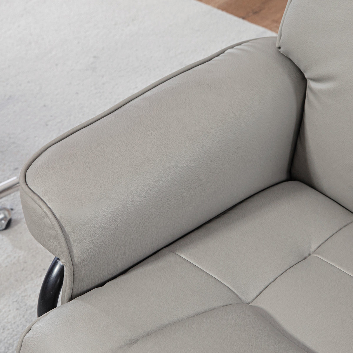 Fauteuil de relaxation inclinable avec repose-pied, pivotant, cadre en bois , revêtement synthétique gris-8