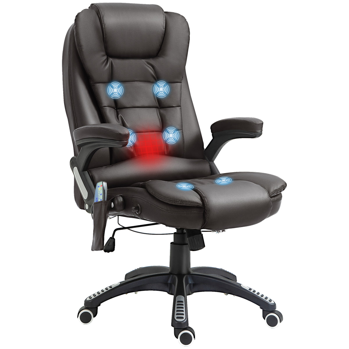 Fauteuil de bureau massant et chauffant électrique fauteuil bureau ergonomique revêtement synthétique brun-0