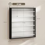 Vitrine pour collection vitrine murale 80 x 9,5 x 83 cm 6 étagères réglables en hauteur 2 portes coulissantes en verre-2