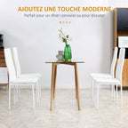 Lot de 4 chaises de salle à manger avec dossier haut, revêtement synthétique et pieds en acier, blanc-3